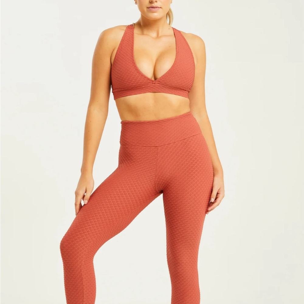 Textured Cropped Leggings (Terracotta)